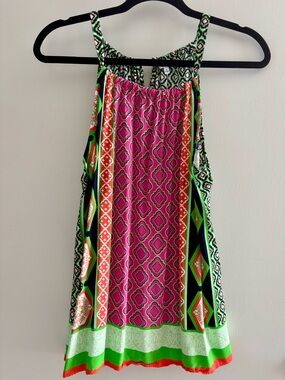 Women’s Pink & Green Printed Halter Top